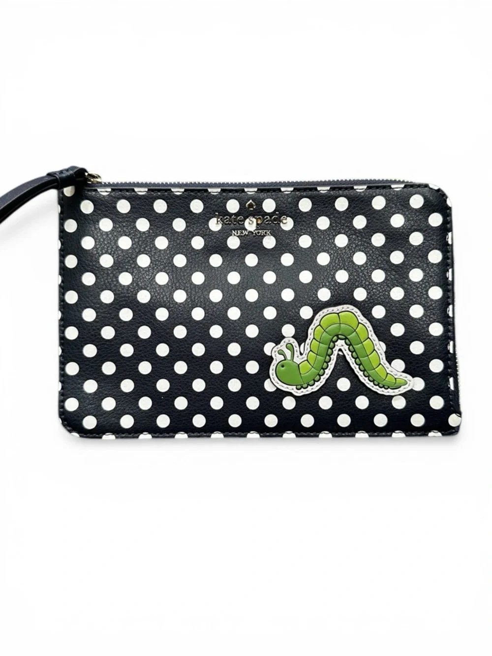Kate Spade Inchworm Polka Dot L Zip Wristlet NWT Enchanted Forest Novelty